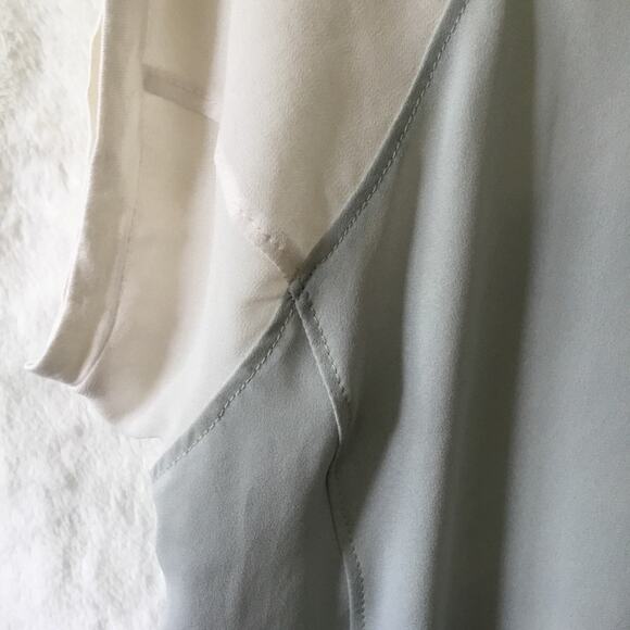 Light Gray Two-Tone Short-Sleeve Sheer Top - Picture 3 of 12